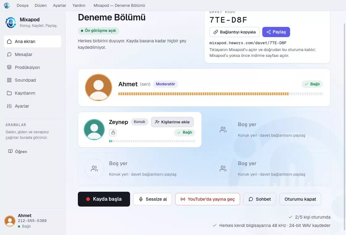 Kayıt öncesi oturum ekranı